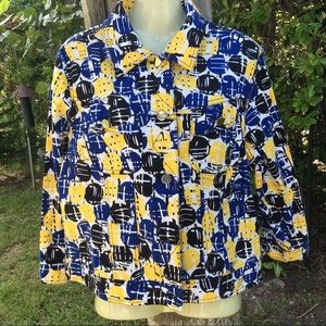 Ruby Rd. Blue print short jacket Sz 14